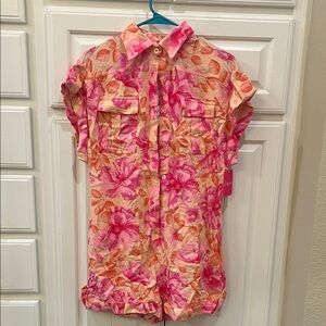 Buddy Love Pink and Orange Floral Romper